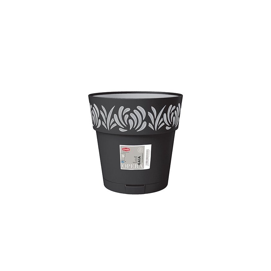 Flower pot with tray Gaia Ø25x25cm black