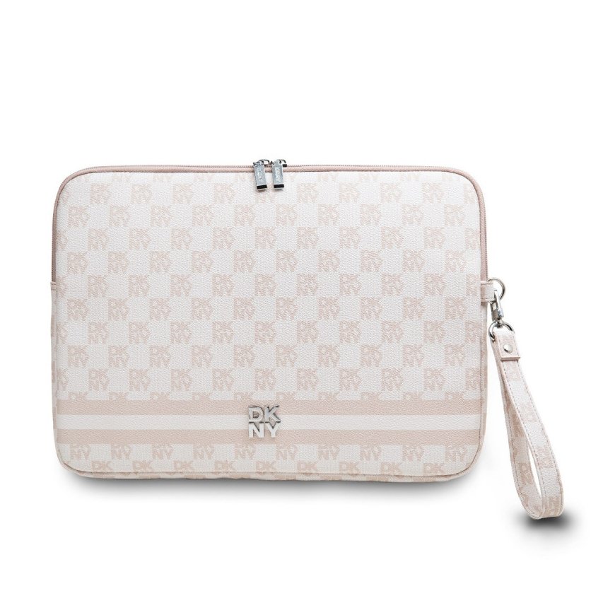 DKNY PU Leather Checkered Pattern and Stripe Laptop Sleeve 13|14