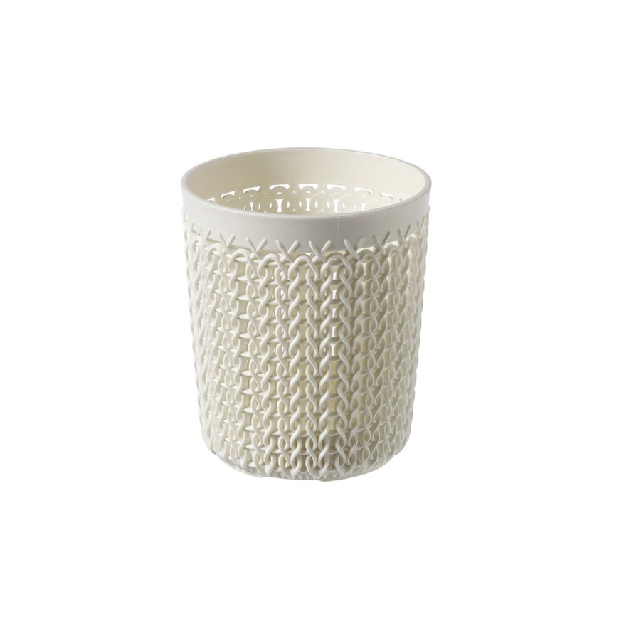 Basket Knit S round Ø10x11cm white