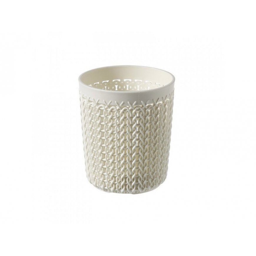 Basket Knit S round Ø10x11cm white – 2