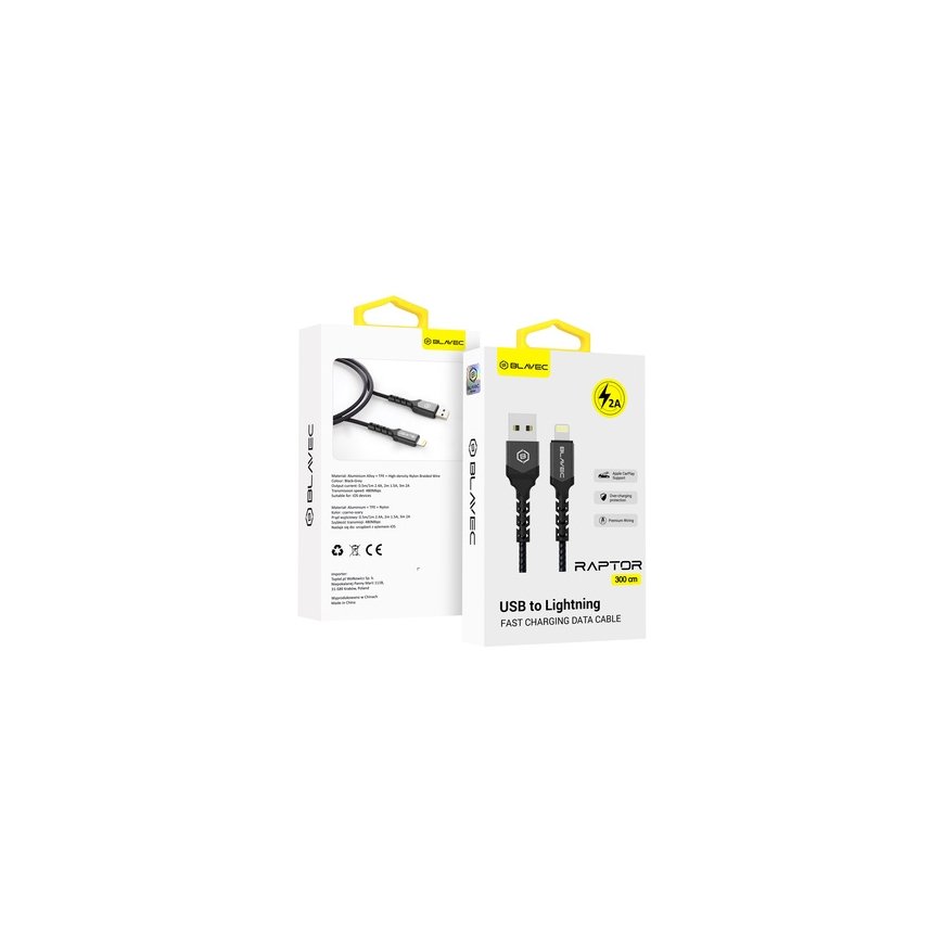 Blavec Cable Raptor braided - Type C to Type C - PD 60W 3A 1 met