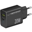 Esperanza EZC105K Wall charger Type C 20W + USB QC3.0 18W Esperanza EZC105K Wall charger Type C 20W + USB QC3.0 18W