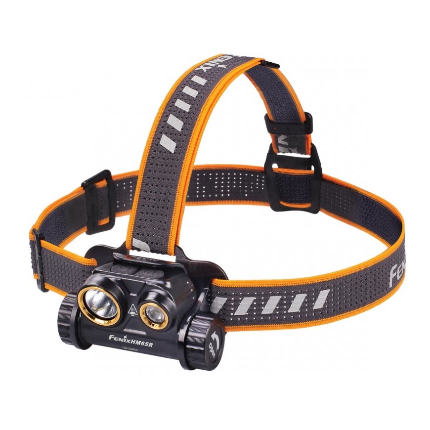 Fenix HM65R taskulamppu musta, Oranssi Taskulamppu otsanauhalla