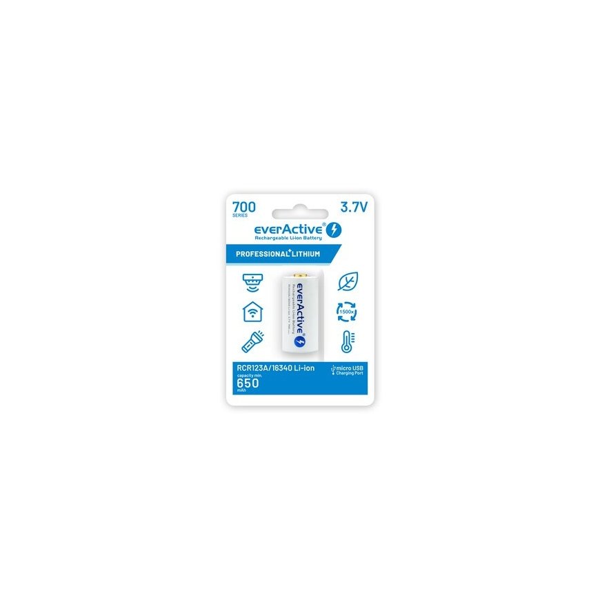 Rechargeble battery 16340 3,7V Li-ion 700 mAh micro USB