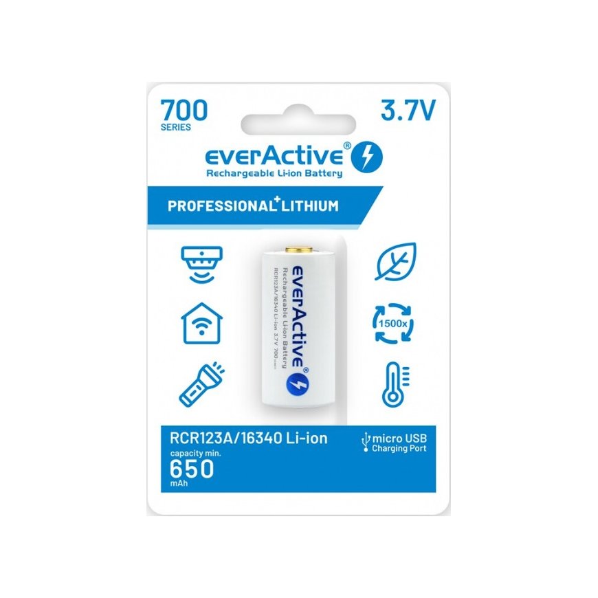 Rechargeble battery 16340 3,7V Li-ion 700 mAh micro USB – 2