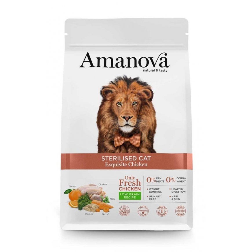 AMANOVA Adult Cat Sterilized Exquisite Chicken - sausā kaķu barība - 1,5kg