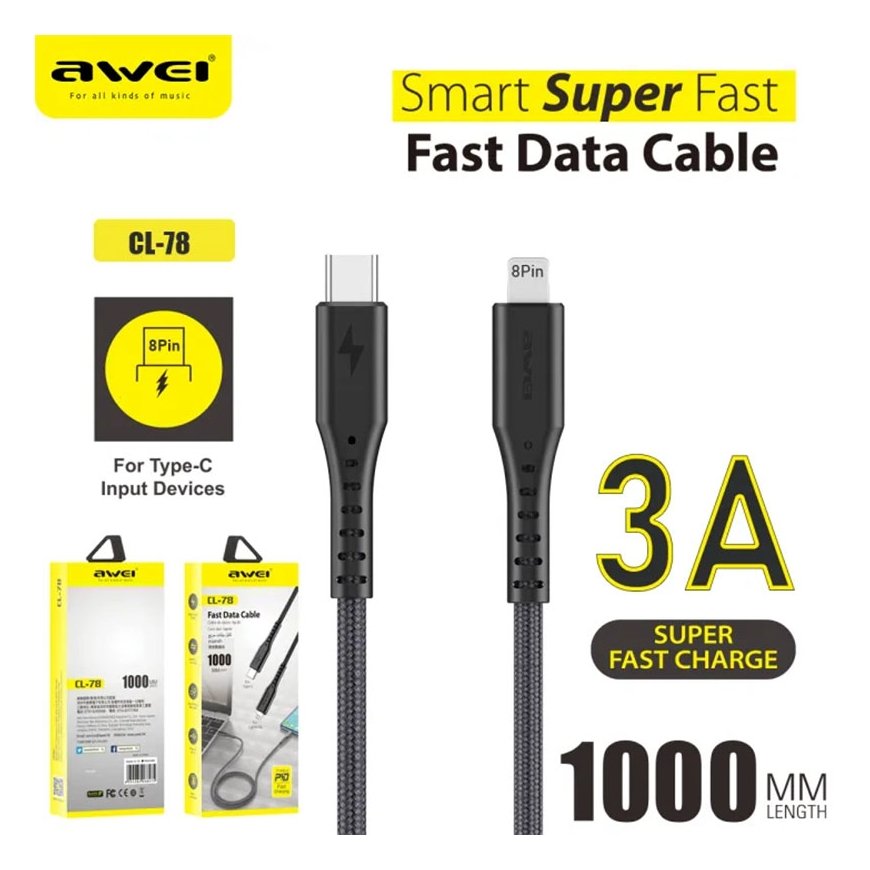 AWEI kabel CL-115L USB na Lightning czarny|black
