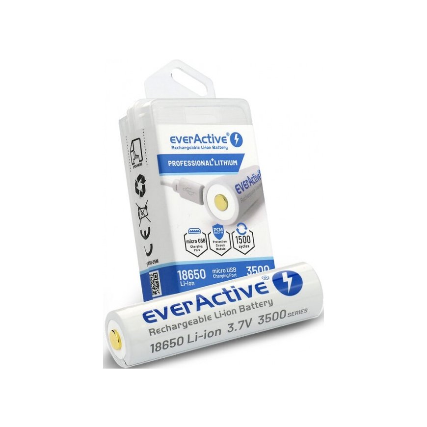 Rechargeble battery 18650 3,7V Li-ion 3500 mAh micro USB