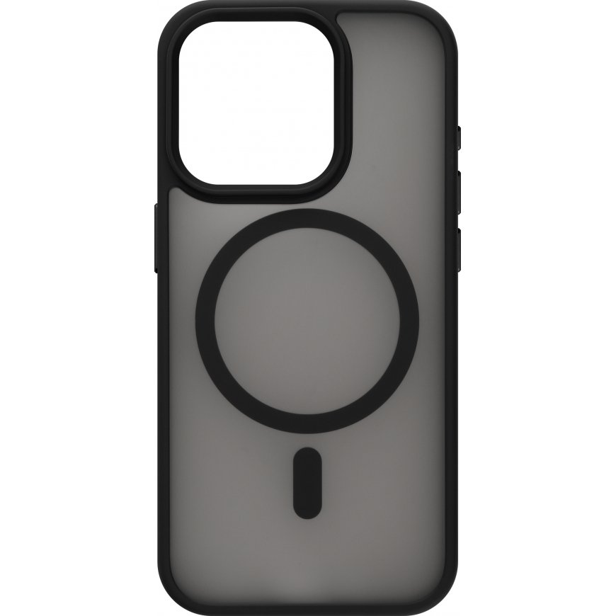 FoneKit MagSafe-yhteensopiva Soft Touch -suojakuori, iPhone 15, musta/harmaa