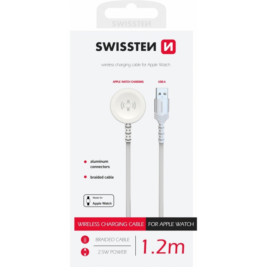 Swissten Braided Wireless Magnetic Charger for