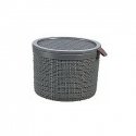 Basket with lid Jute round 2L Ø17x13cm dark grey