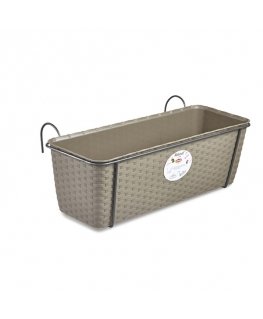 Flower box for balconies with metal holder Natural 50x18x16cm br