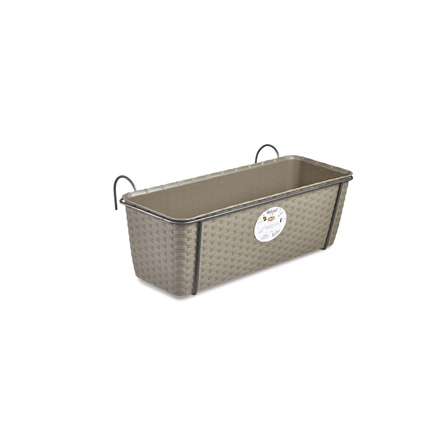 Flower box for balconies with metal holder Natural 50x18x16cm br