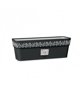 Flower box with tray Gaia 50x18x17cm black