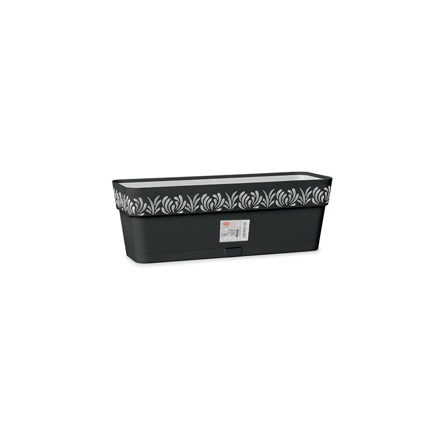 Flower box with tray Gaia 50x18x17cm black