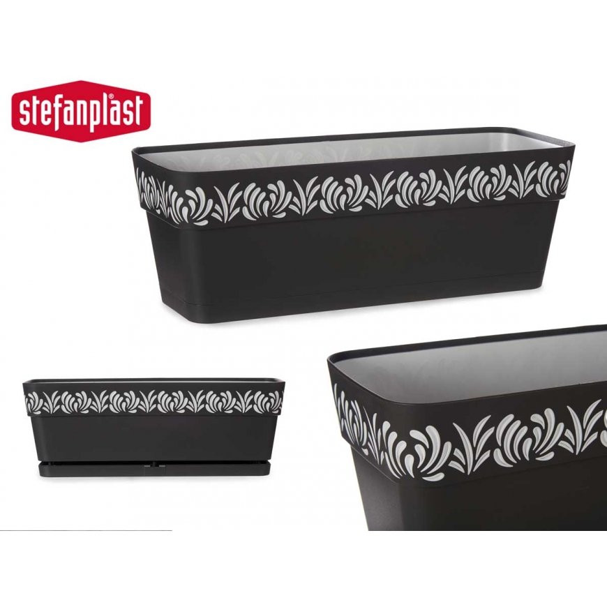 Flower box with tray Gaia 50x18x17cm black – 2