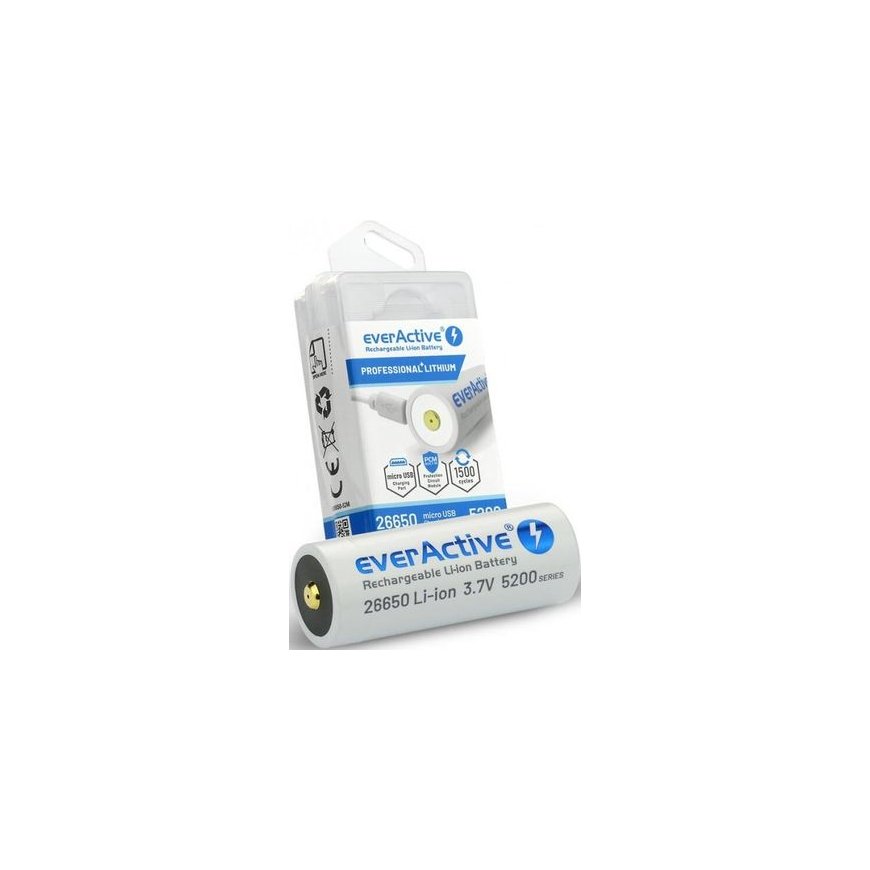 Rechargeble battery 26650 3,7V Li-ion 5200 mAh micro USB – 2