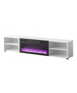 RTV skapis POLO 180x33x39 balts + kamīns melns