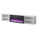 RTV cabinet POLO 180x33x39 white + fireplace black