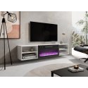 RTV skapis POLO 180x33x39 balts + kamīns melns RTV skapis POLO 180x33x39 balts + kamīns melns