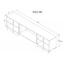 RTV skapis POLO 180x33x39 balts + kamīns melns RTV skapis POLO 180x33x39 balts + kamīns melns