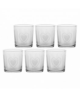 Komplektā 6 brilles ar biezu dibenu Babila sirds - caurspīdīga, 350 ml