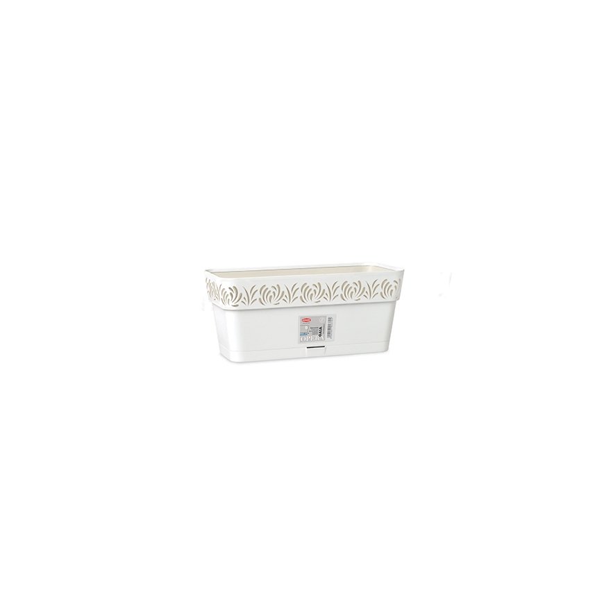 Flower box with tray Gaia 30x13x12cm white