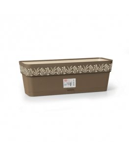 Flower box with tray Gaia 50x18x17cm brown