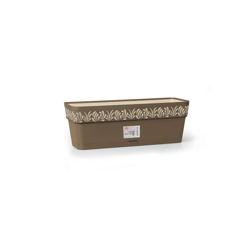 Flower box with tray Gaia 50x18x17cm brown