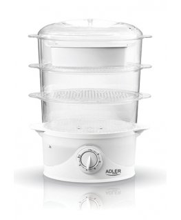 Adler AD 633 höyrykeitin 3 kori(a) Vapaasti seisova 800 W Valkoinen