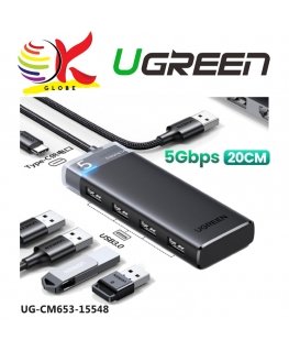 Ugreen CM653 HUB with 4 USB-A ports and USB-A power cable - blac