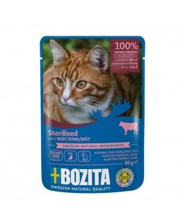 BOZITA sterilised beef jellied pieces - wet cat food - 85g