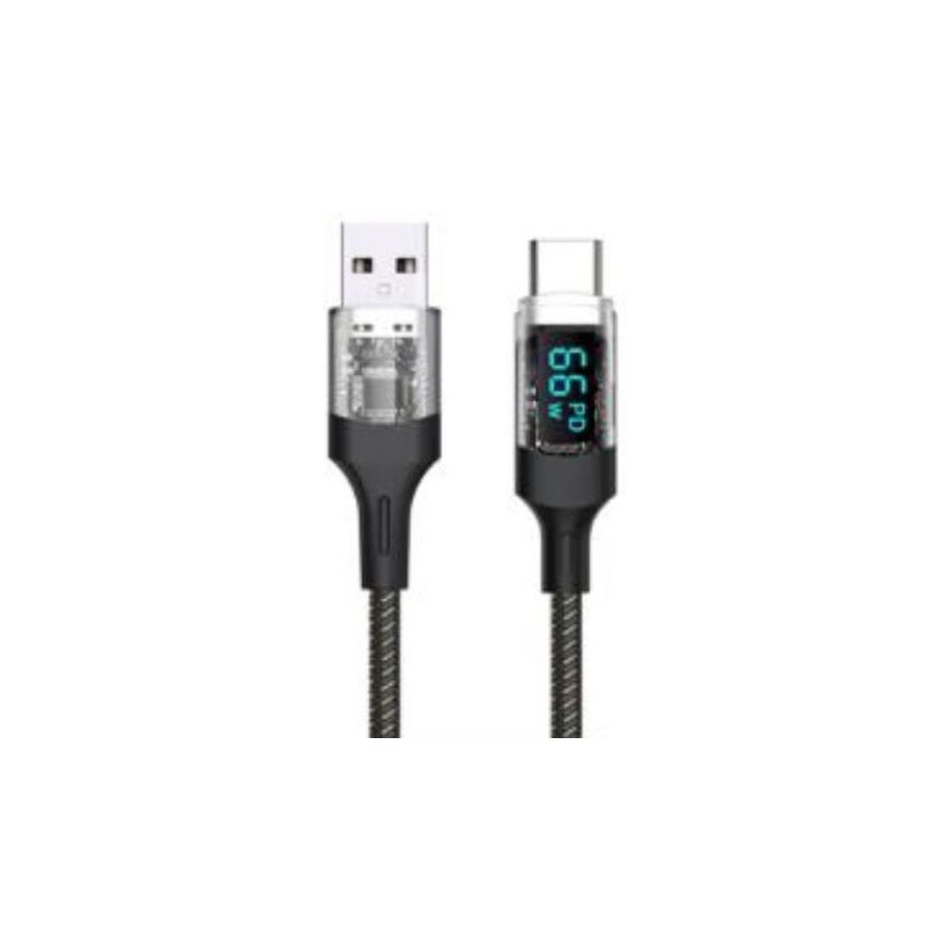 Fuj:tech USB-A - USB-C -kaapeli LED-näytöllä, 2 m