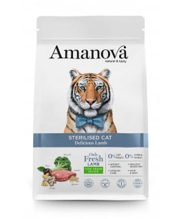 AMANOVA Adult Cat Sterilized Delicious Lamb - sausā kaķu barība - 1,5kg