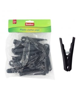 Plastic laundry hooks 20pcs black