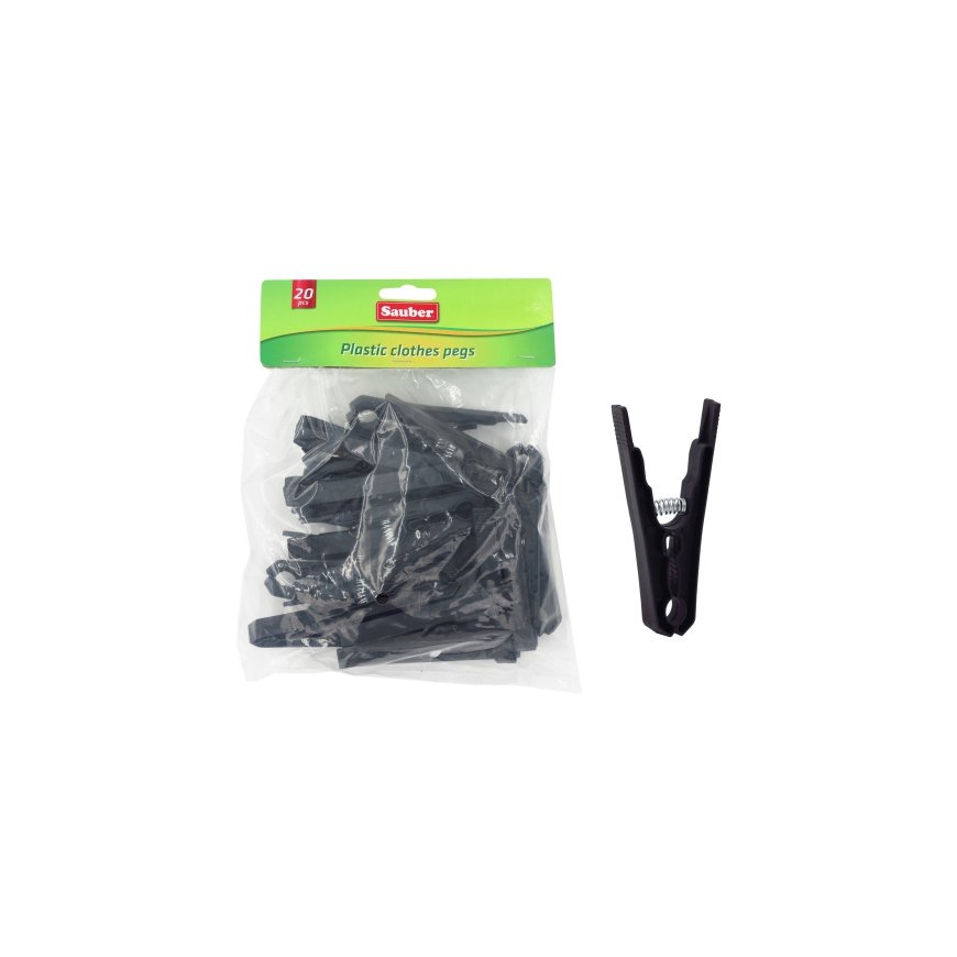 Plastic laundry hooks 20pcs black