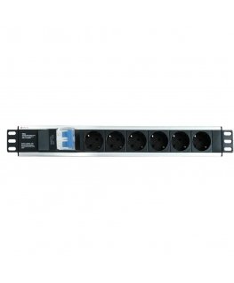 Techly I-CASE STRIP-16SH tehonjakeluyksikkö 6 AC-pistorasia(a) 1.5U musta, Hopea