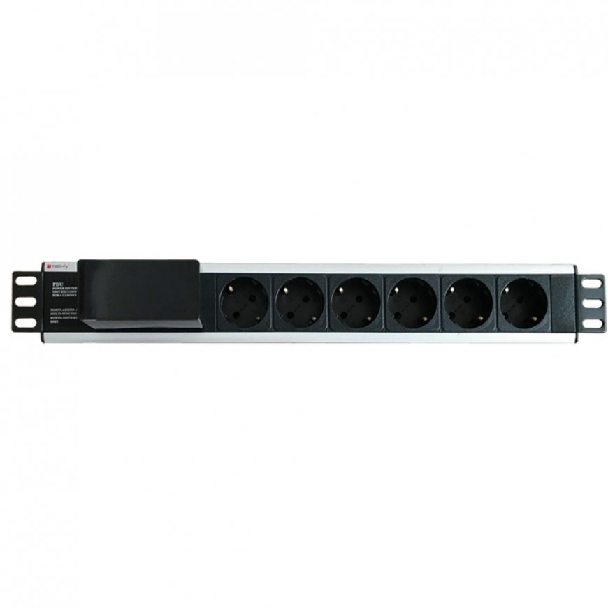 Techly I-CASE STRIP-16SH tehonjakeluyksikkö 6 AC-pistorasia(a) 1.5U musta, Hopea – 3