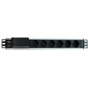 Techly I-CASE STRIP-16SH tehonjakeluyksikkö 6 AC-pistorasia(a) 1.5U musta, Hopea Techly I-CASE STRIP-16SH tehonjakeluyksikkö 6 AC-pistorasia(a) 1.5U musta, Hopea