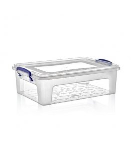 Storage box, transparent, 21L. Dimensions: 48 x 32 x 18 cm.