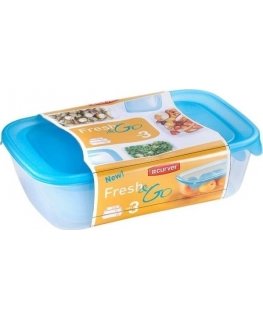 Set of 3 food containers rectangle 2+1+0,5L Fresh&Go yellow