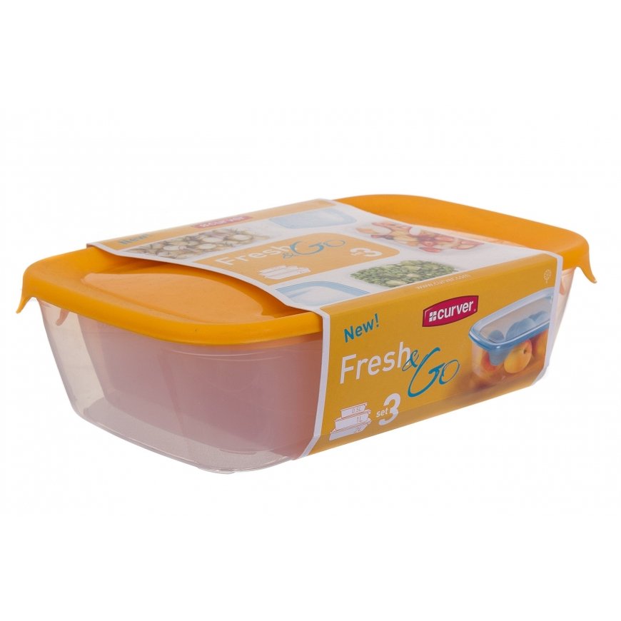 Set of 3 food containers rectangle 2+1+0,5L Fresh&Go yellow – 2