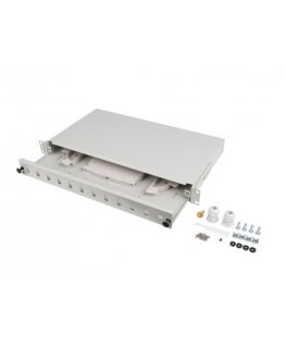 Fiber Optic Distribution Box 12XSC duplex/12XLC QUAD rack 19 1U black + accessories