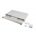 Fiber Optic Distribution Box 12XSC duplex/12XLC QUAD rack 19 1U black + accessories Fiber Optic Distribution Box 12XSC duplex/12XLC QUAD rack 19 1U black + accessories