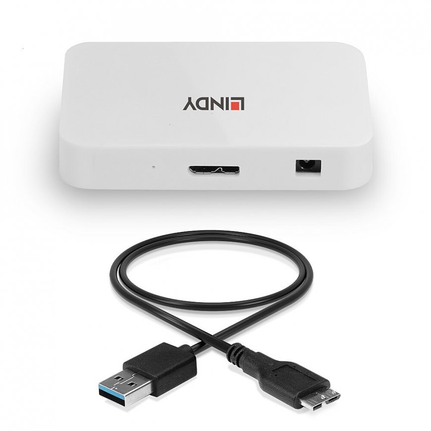 Lindy 43143 keskitin USB 3.2 Gen 1 (3.1 Gen 1) Type-A 5000 Mbit/s Valkoinen – 4