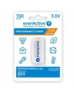Rechargeble battery 16340 3V Li-ion 700 mAh micro USB