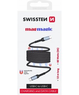 Swissten Magnetic USB-C Data Cable Self-Winding 60W 1m