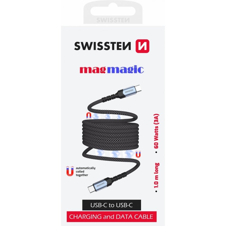 Swissten Magnetic USB-C Data Cable Self-Winding