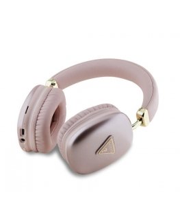 Guess Saffiano PU Leather Triangle Logo Wireless Headhones Pink
