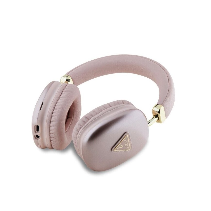 Guess Saffiano PU Leather Triangle Logo Wireless Headhones Pink